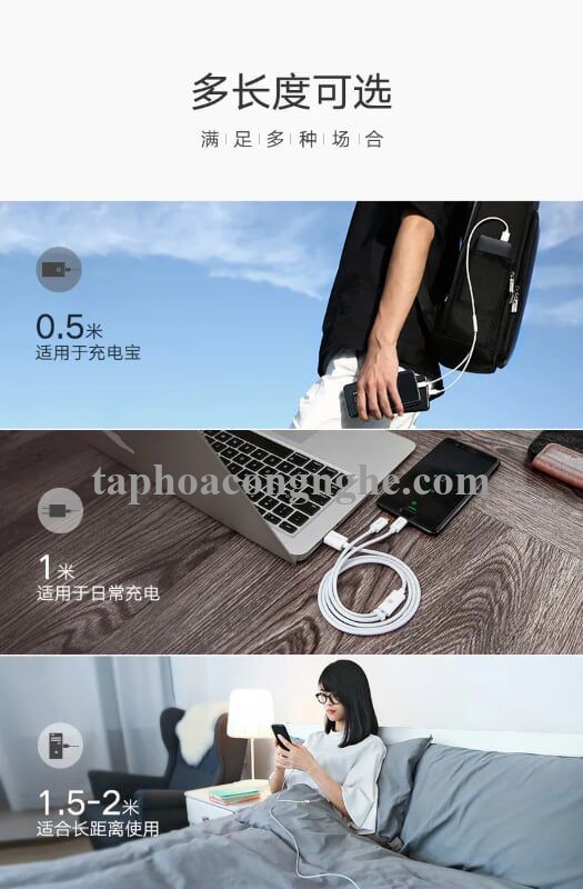 Ugreen 30575 0.5M màu Trắng Cáp USB-A sang Micro USB + USB-C cao cấp US197 30030575